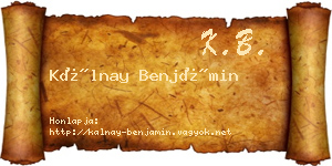 Kálnay Benjámin névjegykártya